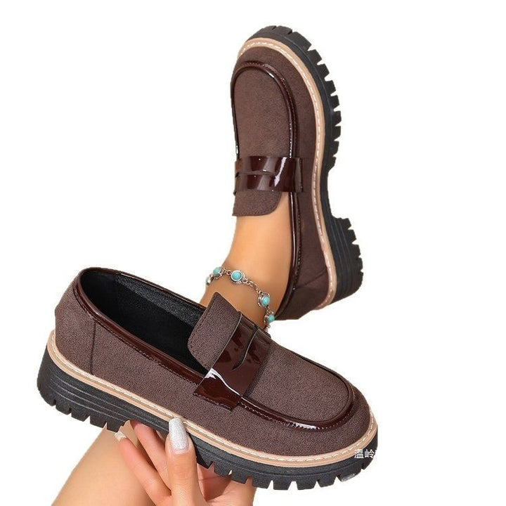 Ladies nan fashionable platform loafers with rugged tractor sole, padded comfort footbed and elegant penny tab Mune Fashion
