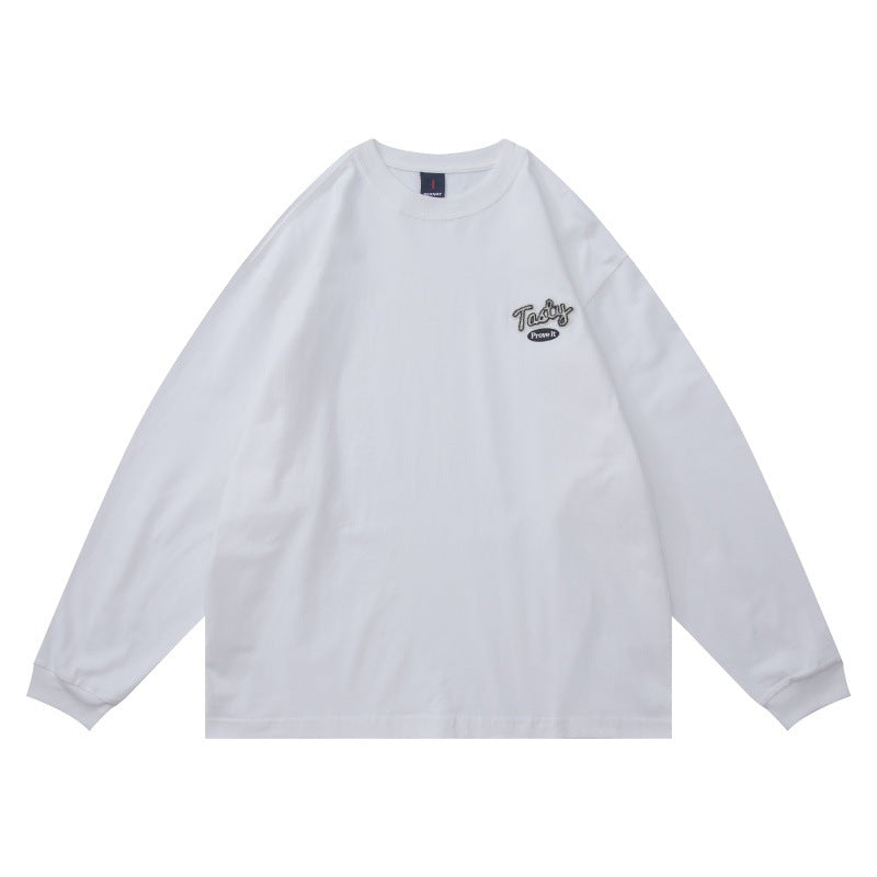 Unisex Oversize-Longsleeve shirt made of cotton blend with chest embroidery and ribbed crew neck Mune Fashion