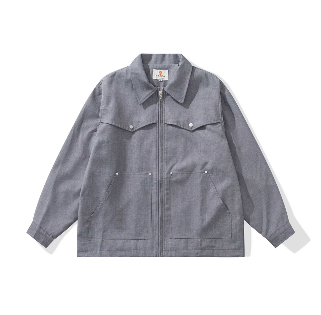 Men's Utility Chore Jacket with Full Zip and Large Flap Pockets Mune Fashion