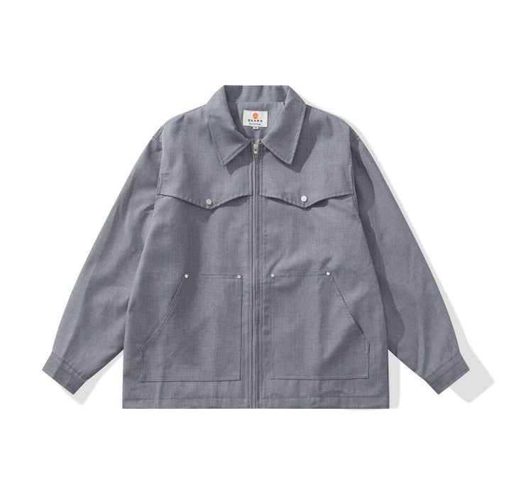 Men's Utility Chore Jacket with Full Zip and Large Flap Pockets Mune Fashion