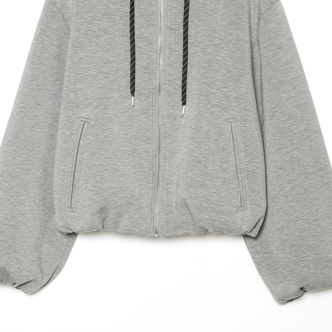 Women's Cropped Boxy Hooded Jacket with Full Zip and Contrasting Drawstring Mune Fashion