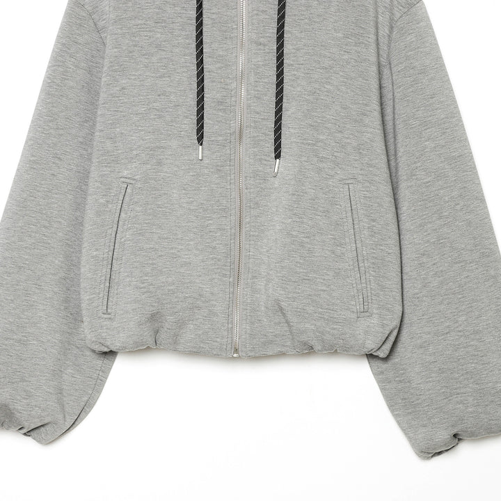 Women's Cropped Boxy Hooded Jacket with Full Zip and Contrasting Drawstring Mune Fashion
