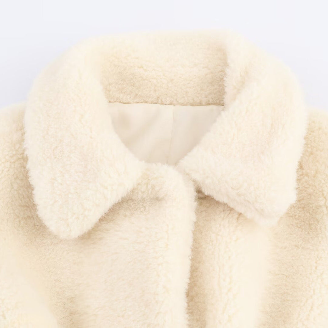 Women's Teddy Fur Jacket with Belt and Soft Lining Mune
