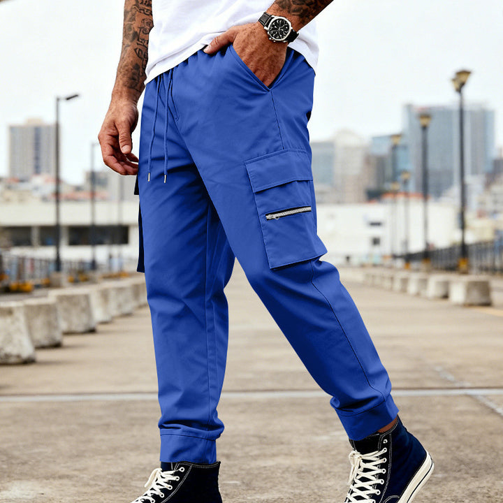 Men's cargo joggers with elastic waistband, drawstring and zippered pockets Mune Fashion