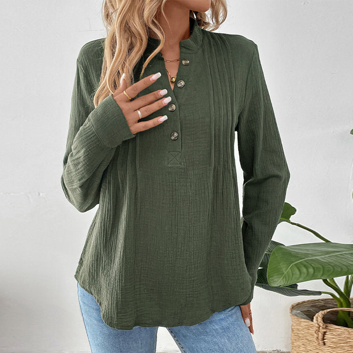 Women High Quality Long Sleeve Shirt with Buttons Mune Fashion