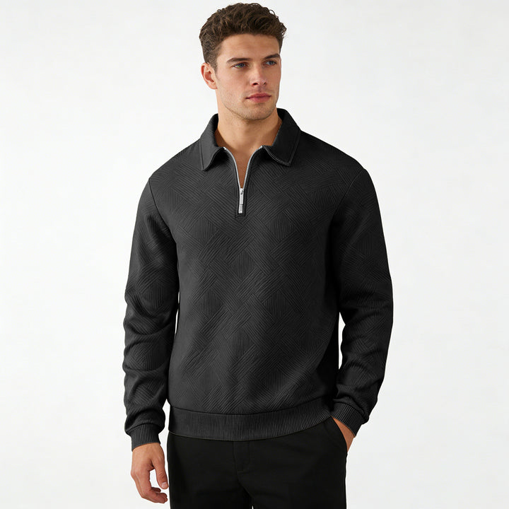 Men's Structured Half-Zip Sweater with Collar and Ribbed Cuffs Mune Fashion