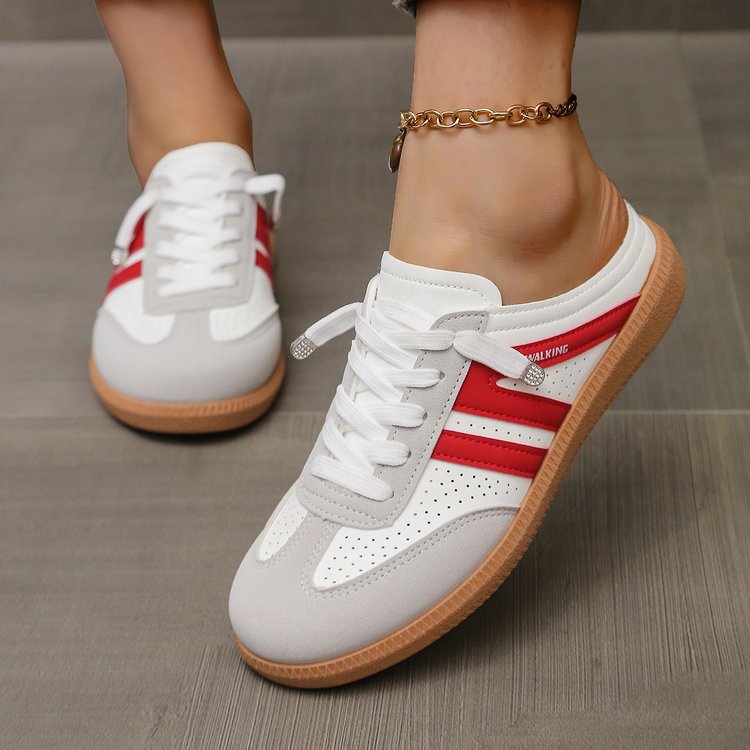 Damen Offene Sneaker‑Mules im Retro‑Tennisstil mit Gummisohle Mune Fashion
