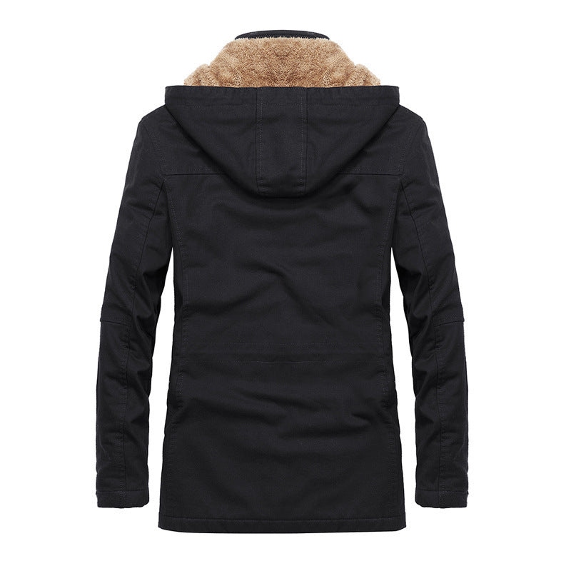Men's Canvas Parka with Teddy Lining, Hidden Two-Way Zipper and Utility Pockets Mune Fashion
