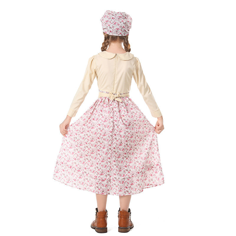 Girls' farmhouse dress with floral details Mune Fashion