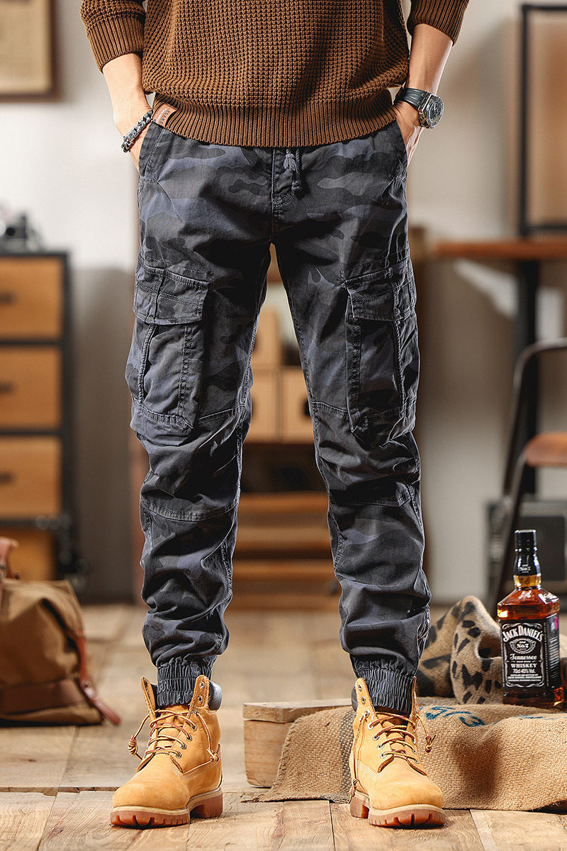 Men's cargo pants in jogger style with drawstring elastic cuffs and multiple pockets Mune Fashion