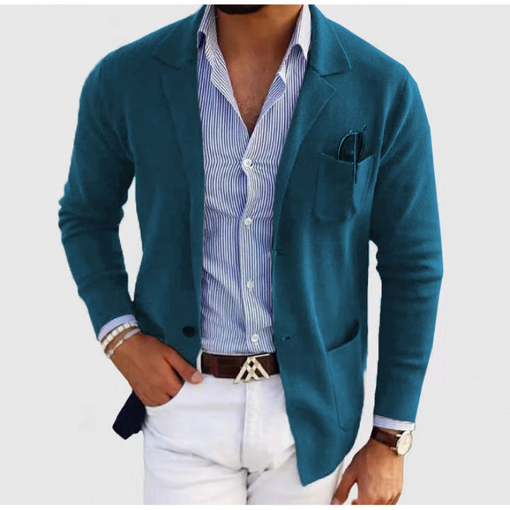 Men's casual knit blazer in jacket style with breast pocket and patch pockets Mune Fashion