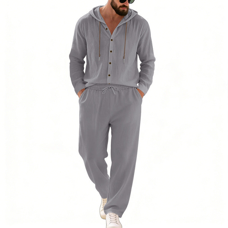 Men's nan legeres hoodie lounge set with button placket, drawstring trousers and side pockets Mune Fashion