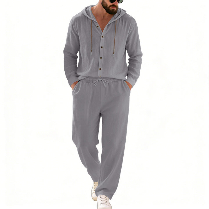 Men's nan legeres hoodie lounge set with button placket, drawstring trousers and side pockets Mune Fashion