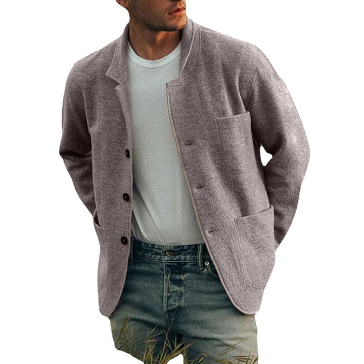 Men's unlined wool blend cardigan blazer with patch pockets and simple edge finishing Mune Fashion