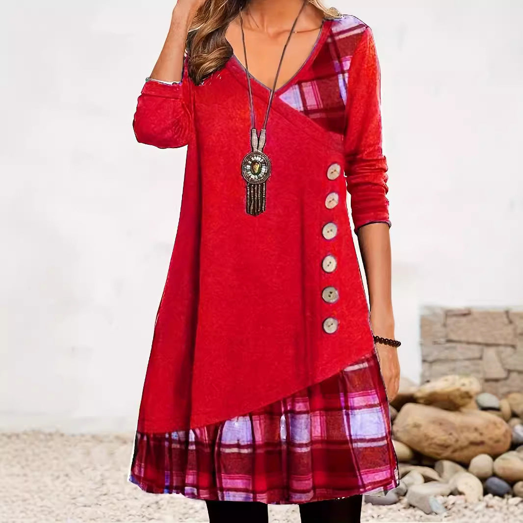 Mune | Classic Look Checked Long Sleeve Dress