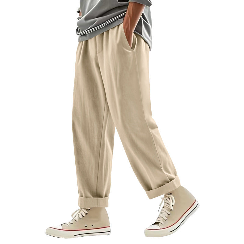 Men's wide pleat chino pants with cuffs, tapered fit and side pockets Mune Fashion