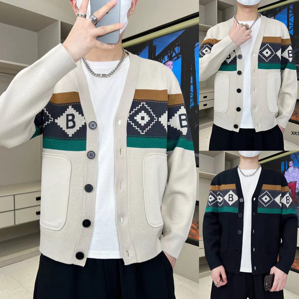 Men's Fashionable Cardigan with Graphic Pattern Mune Fashion