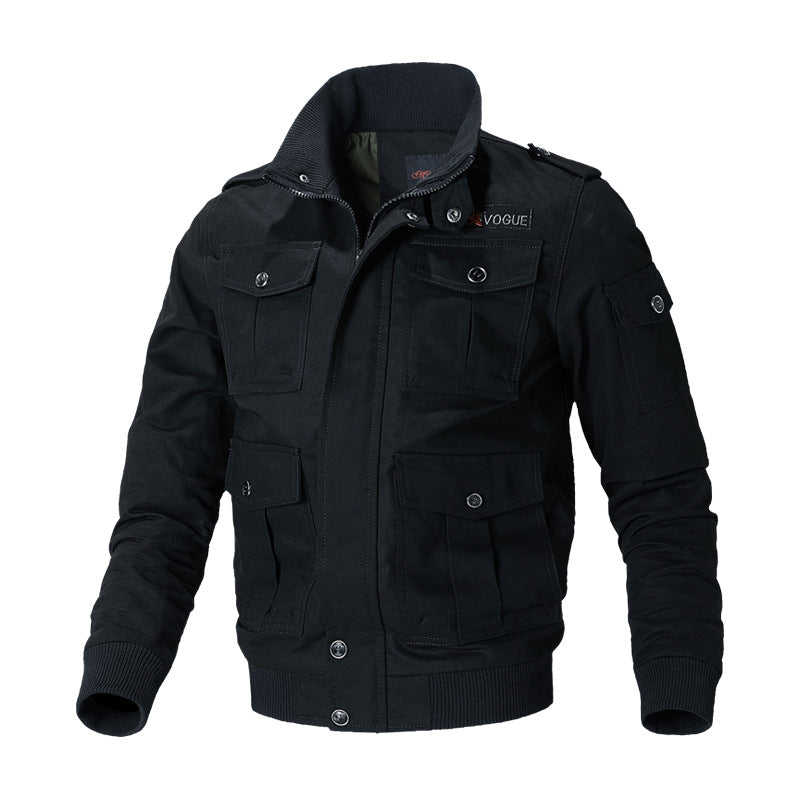 Men's military field jacket with multiple pockets, shoulder epaulettes, and ribbed cuffs Mune Fashion