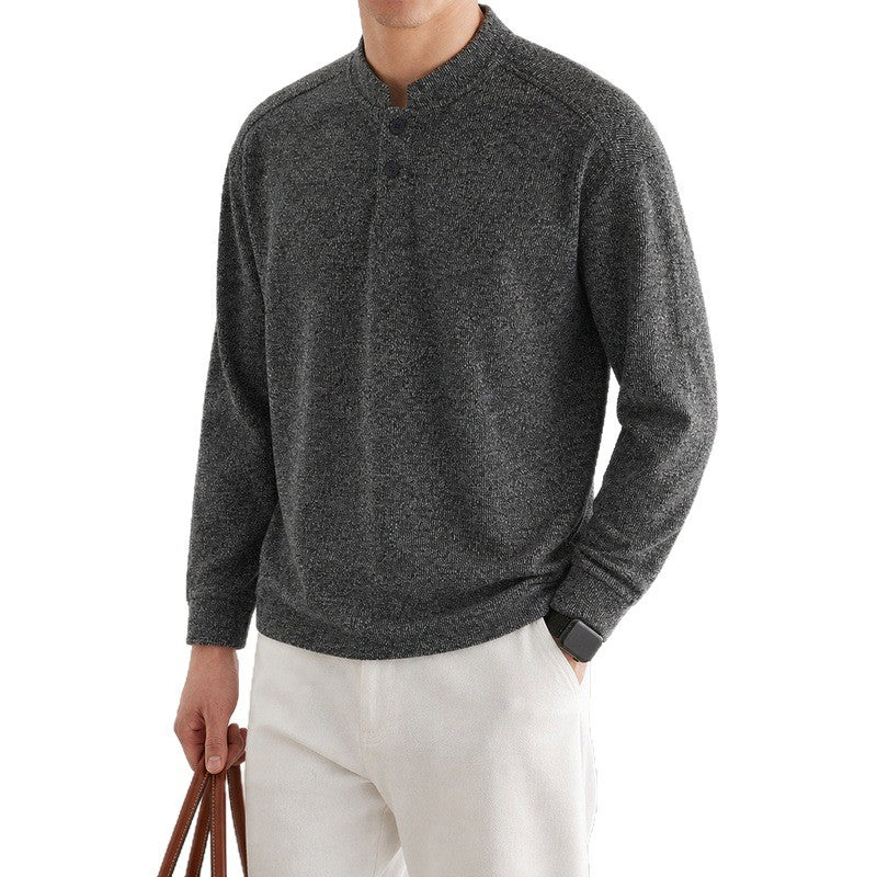 Men's Long Sleeve Waffle Knit Henley Sweater with Button Placket Mune Fashion