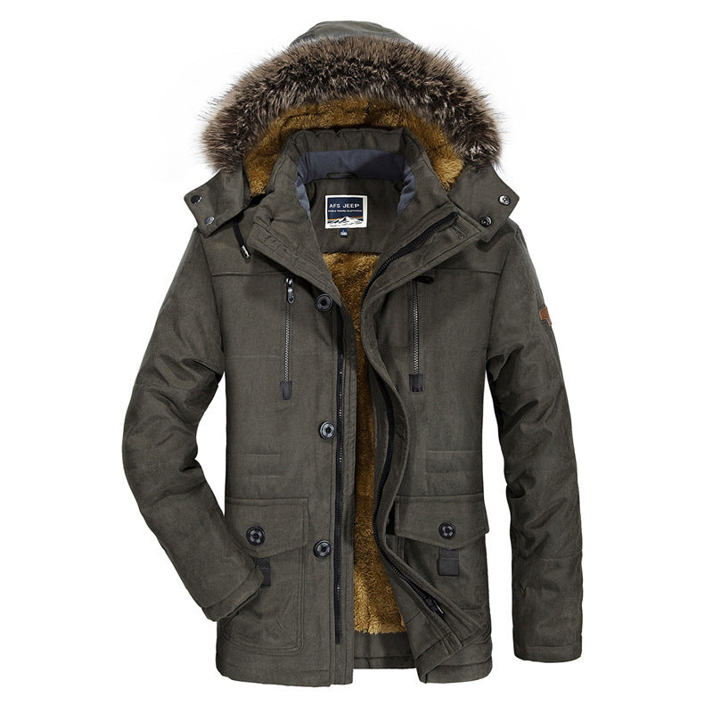 Men's thermo parka in field style with detachable faux fur hood and teddy fleece lining Mune Fashion