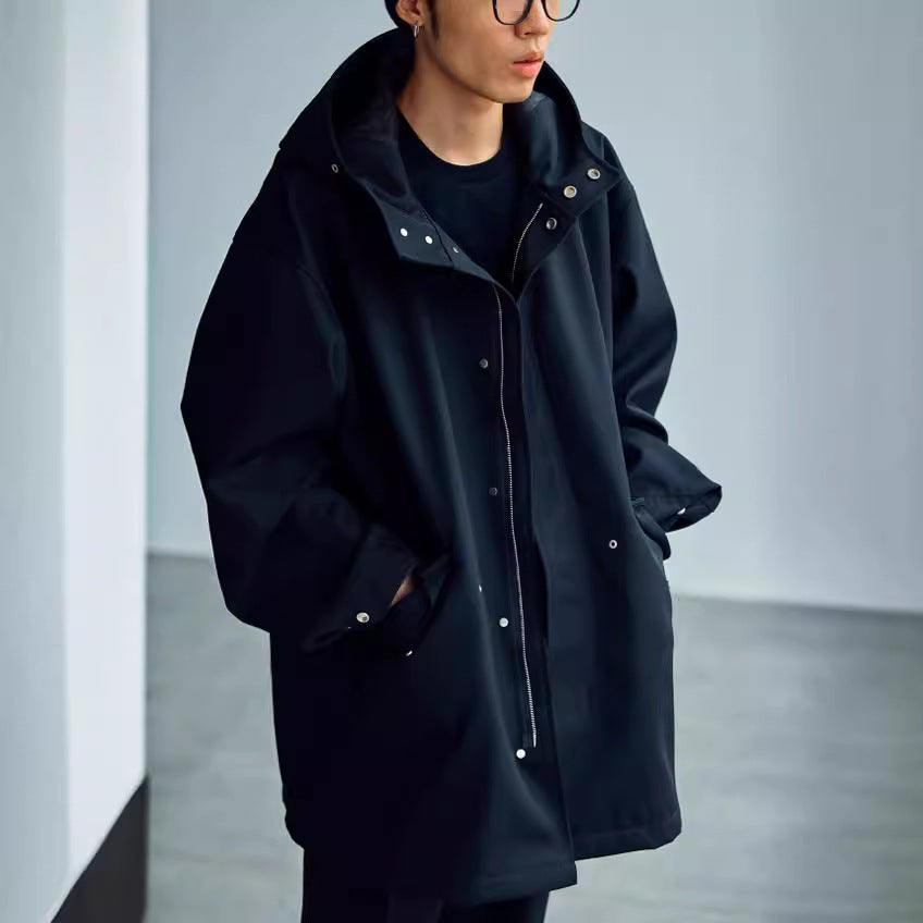 Men's Loose-Fitting Water-Repellent Parka with Snap Closure and Hood Mune Fashion