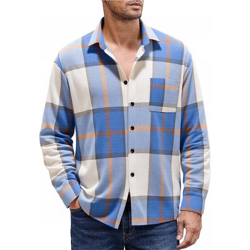 Men's oversized checked flannel shirt with chest pocket and classic button closure Mune Fashion