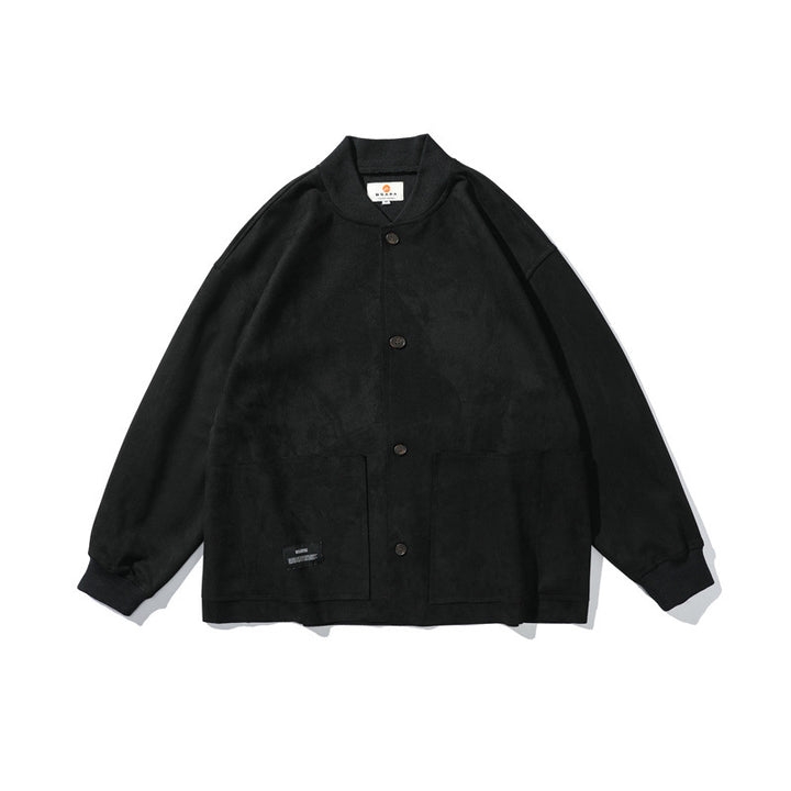 Men's Loose Overshirt made of Suede Imitation with Button Placket and Large Front Pockets Mune Fashion