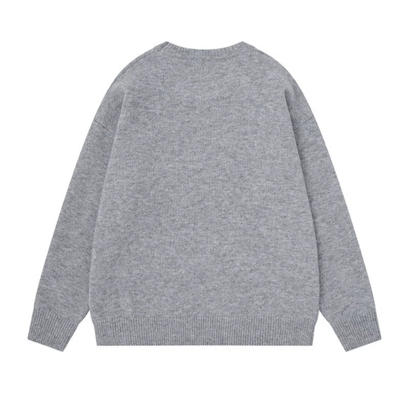 Women's Cozy Knit Sweater with Polar Bear Applique and Integrated Striped Scarf Mune Fashion