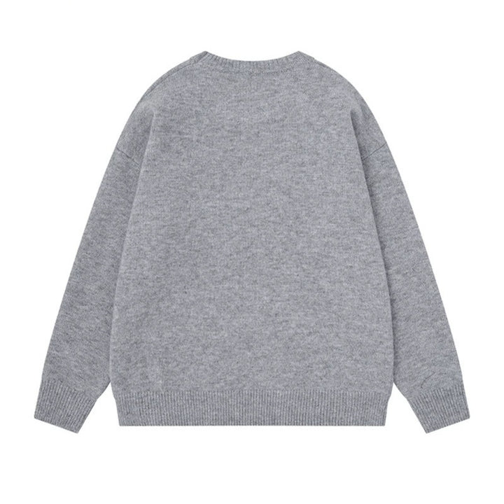 Women's Cozy Knit Sweater with Polar Bear Applique and Integrated Striped Scarf Mune Fashion