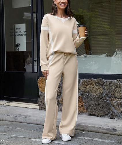 Women nan sports Lounge set with oversized sweatshirt, palazzo pants and side contrast stripes Mune Fashion