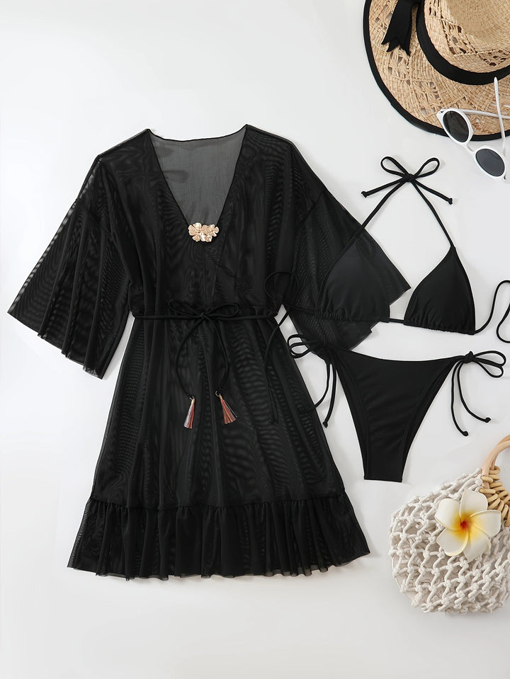 Women's Beach Kaftan with Elegant Floral Application Mune Fashion