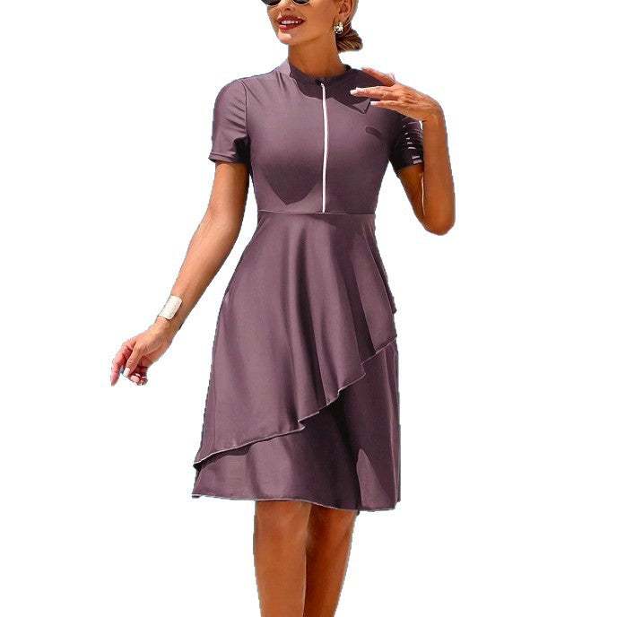 Women's Elegant Beach Dress with Ruffle Design Mune Fashion