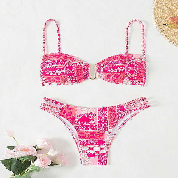Women's bandeau bikini with fashionable patchwork design Mune Fashion