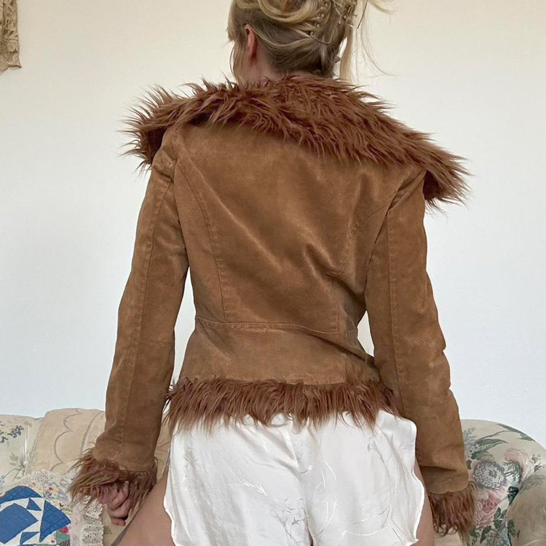 Women's printed bomber jacket with hood and faux fur collar, elastic cuffs and full zip Mune Fashion