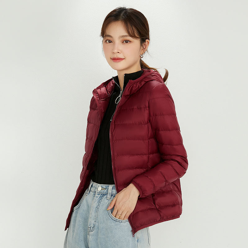 Women's Ultra-light Quilted Hooded Jacket with Ultra-flat Thermal Wadding Mune Fashion