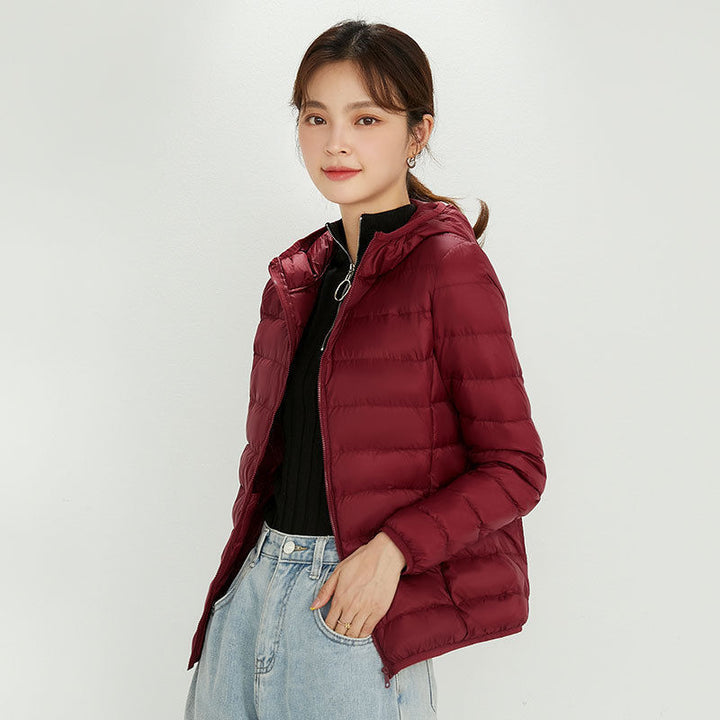 Women's Ultra-light Quilted Hooded Jacket with Ultra-flat Thermal Wadding Mune Fashion