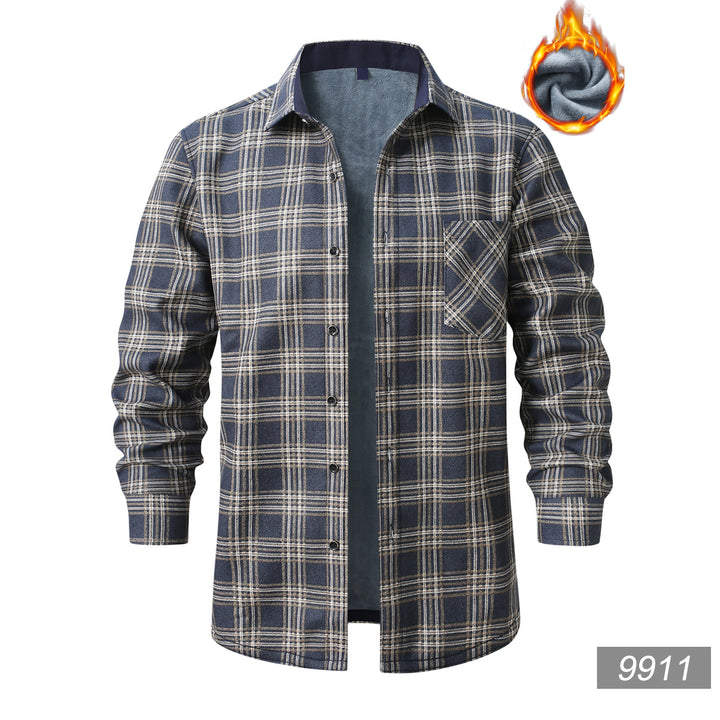 Men's checked flannel shirt with warming fleece lining and patch chest pocket Mune Fashion