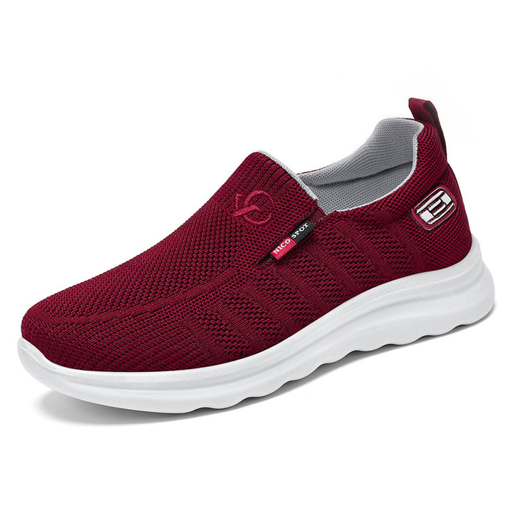 Men's breathable slip-on knit casual shoe with elastic entrance, padded comfort insole, and non-slip wave running sole Mune Fashion