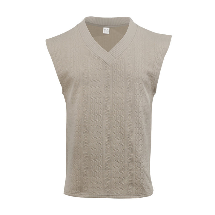 Men's knitted vest with V-neck and cable pattern Mune Fashion