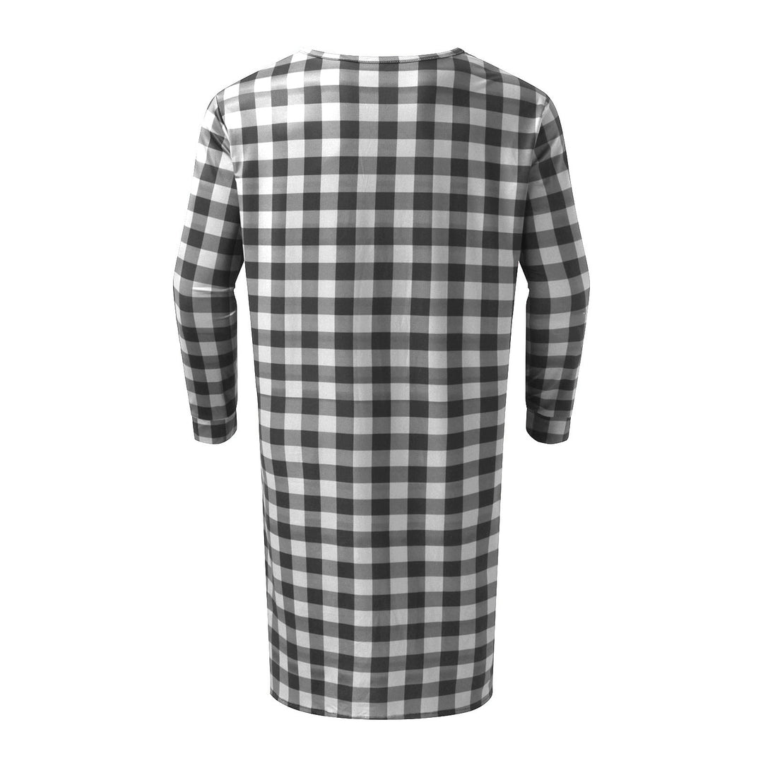Men's long plaid nightgown with chest pocket and matching pointed hat Mune Fashion
