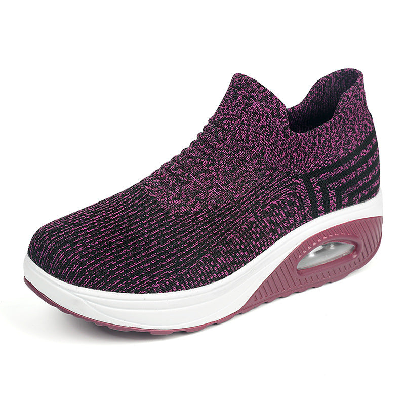 Women's knitted slip-on walking sneakers with anatomical pronation support, air-cushioned midsole, and sock-like shaft Mune Fashion