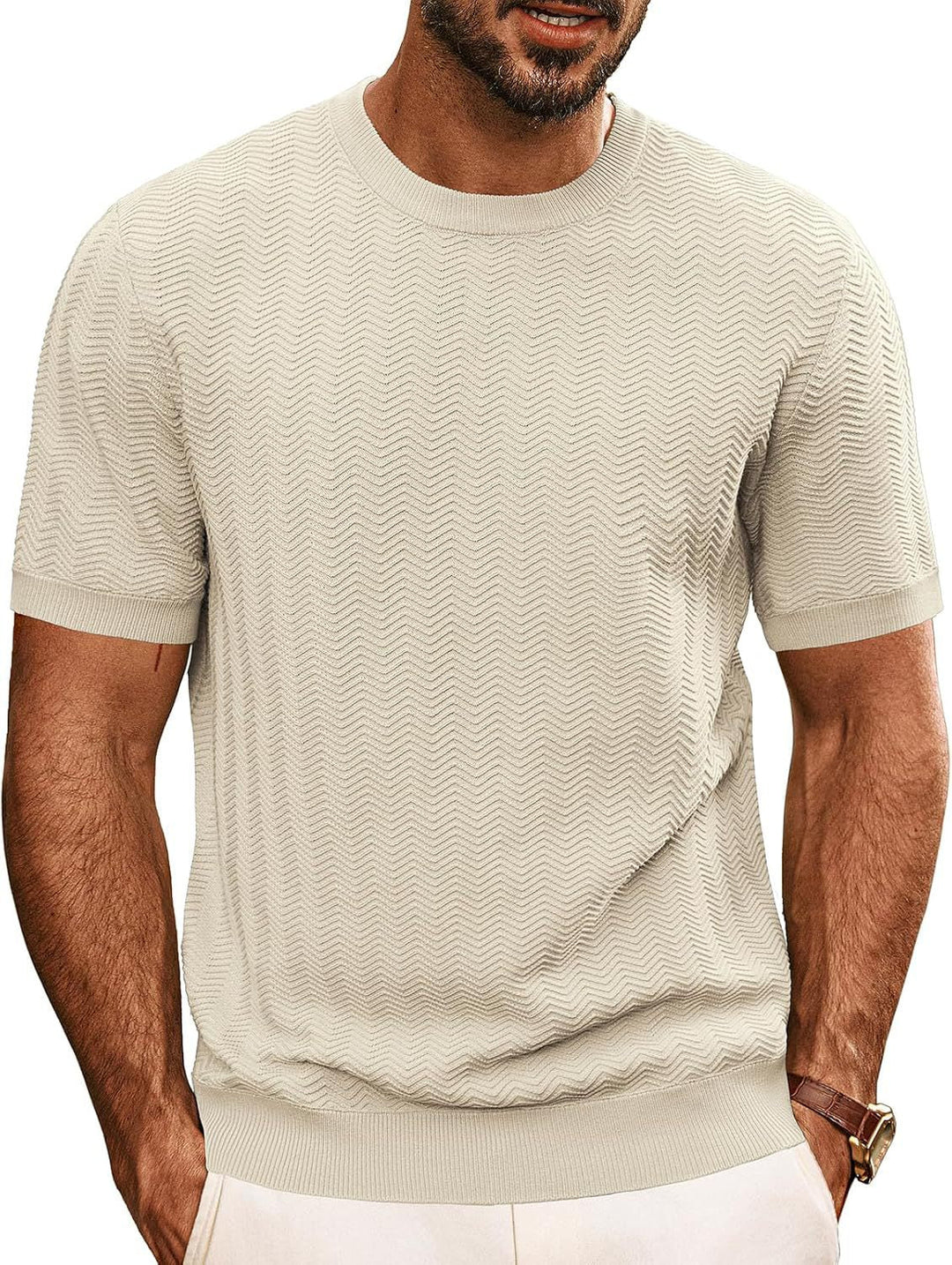 Men's structured round neck T-shirt Mune Fashion