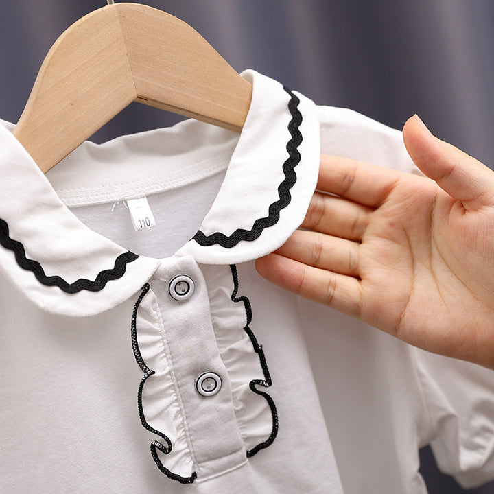 Girl's trendy blouse with ruffled collar and puff sleeves Mune Fashion