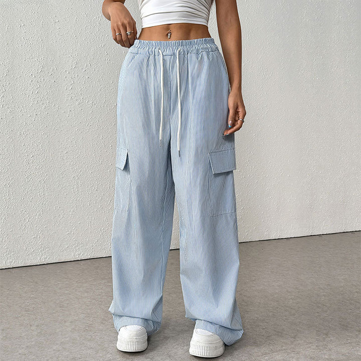Women's Comfortable Cargo Pants with Elastic Waist Mune Fashion