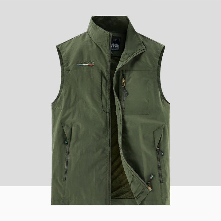 Men's Lightweight Multifunctional Outdoor Utility Vest with Mesh Lining and Multiple Zipper Pockets Mune Fashion