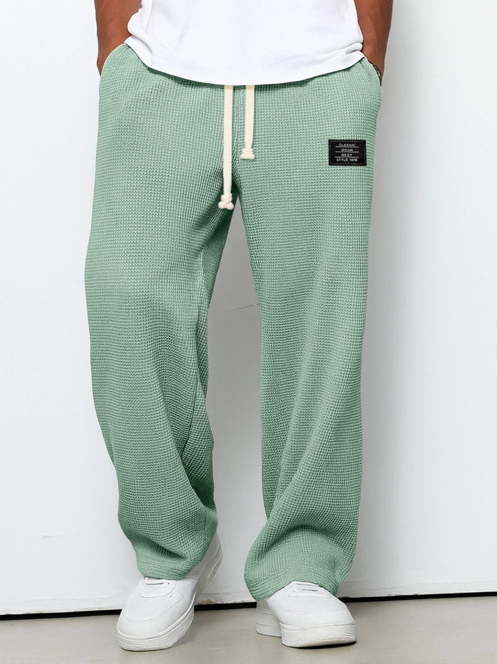 Men's casual waffle knit lounge pants with drawstring and straight cut Mune Fashion