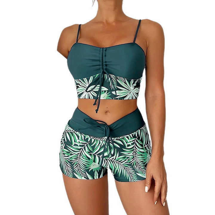 Women's Crop Top Bikini with Floral Design and Comfortable Shorts Mune Fashion
