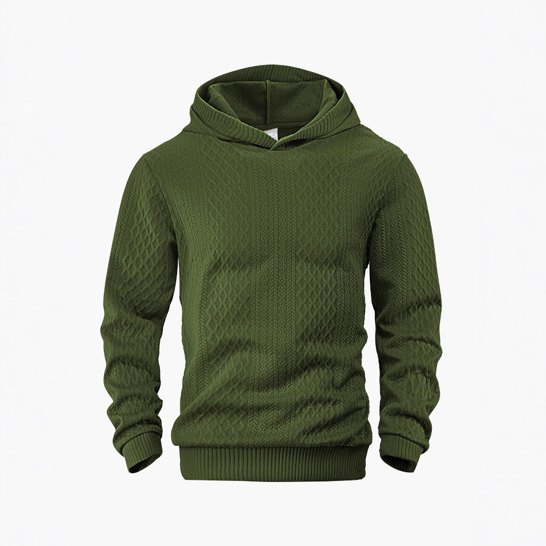 Men's structured funnel neck pullover with hood and honeycomb jacquard Mune Fashion