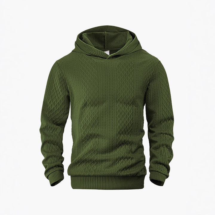Men's structured funnel neck pullover with hood and honeycomb jacquard Mune Fashion