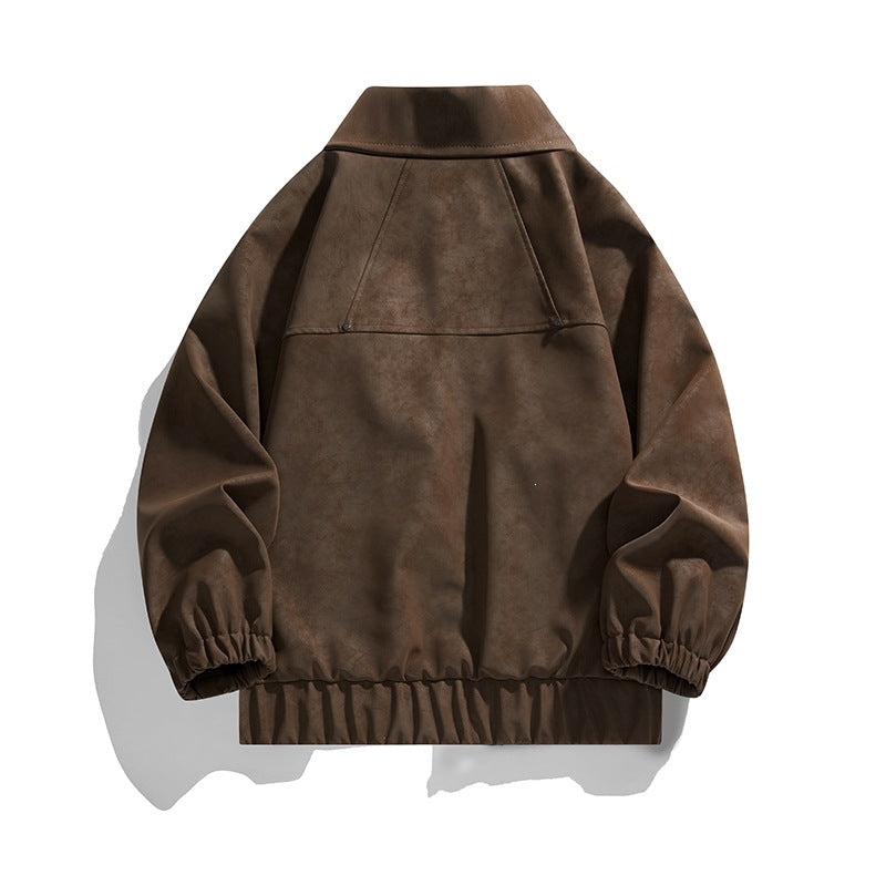 Men's faux velvet bomber jacket in oversized boxy cut with two-way zipper & elastic hem Mune Fashion